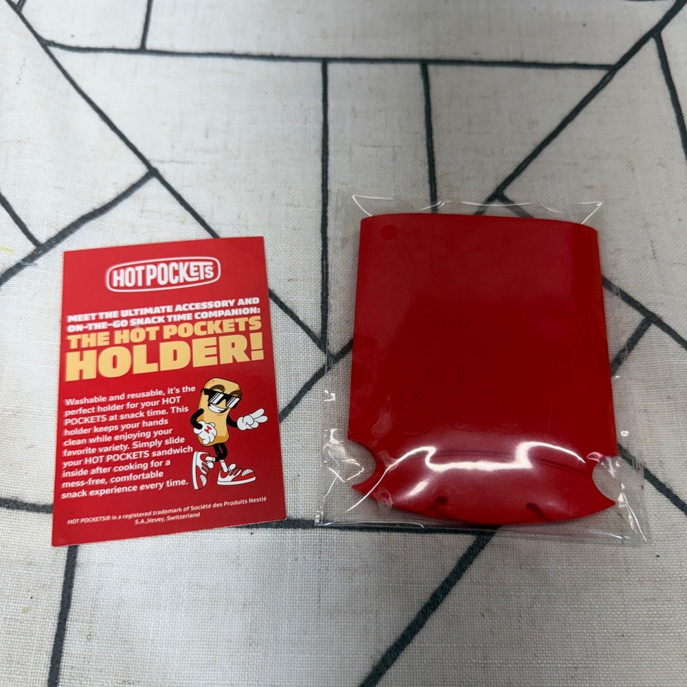 Hot Pockets Silicone Sandwich Holder One Size Red Reusable Snack Sleeve Logo